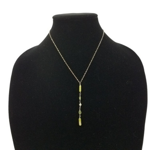 ~ Necklace‎ Dangle Green Silver Tone Dainty Romanti